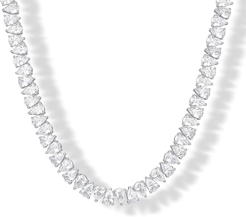 PAVOI 14K Gold Plated Simulated Diamond Tennis Necklaces for Women - Classic Tennis Chain - Timel... | Amazon (US)