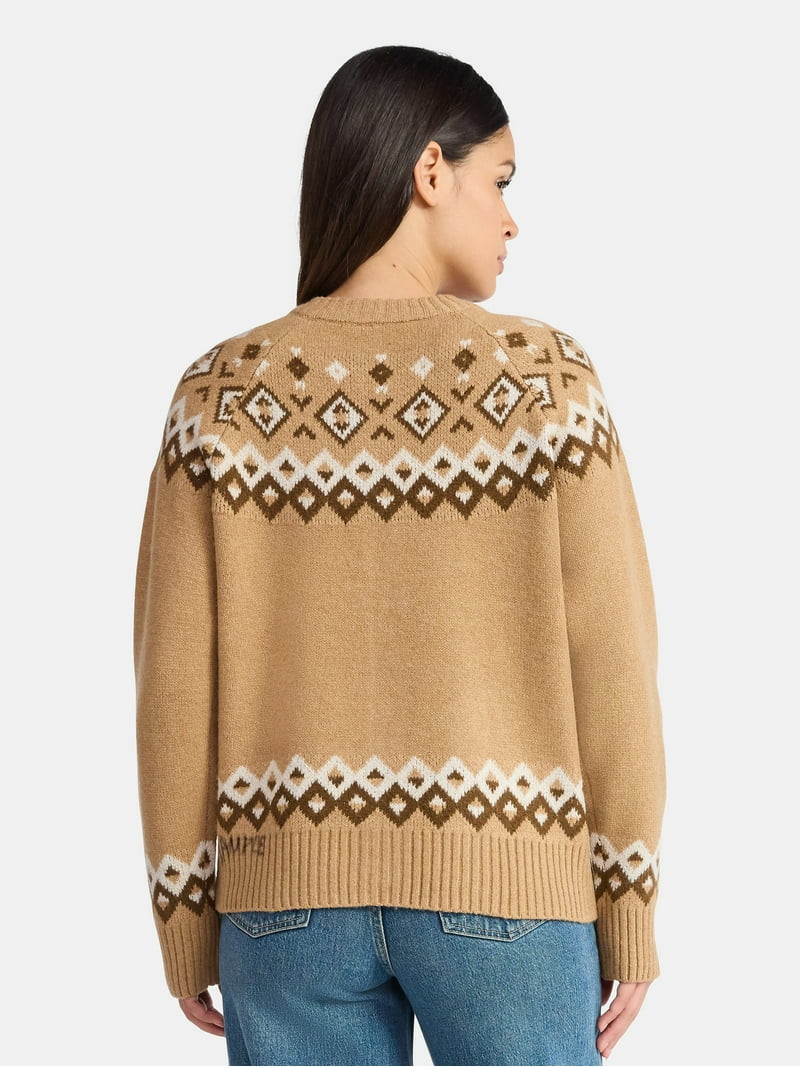 Time and Tru Women's Fair Isle Cardigan Sweater, Midweight, Size XS-XXXL | Walmart (US)