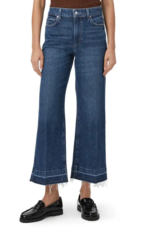 PAIGE Anessa High Waist Release Hem Wide Leg Jeans in Alana W/Undone Distressed Hem at Nordstrom, Size 26 | Nordstrom