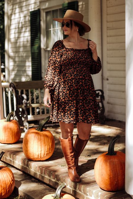 Love this smocked midi dress w/ boots for fall 🍂 it’s even bump friendly! 

fall outfit, fall style, fall trends, fall dress, fall dresses

#LTKunder100 #LTKstyletip #LTKSeasonal