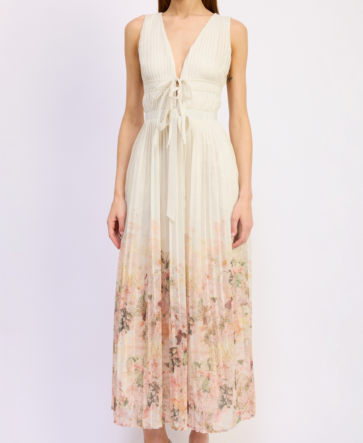 En Saison Women's Charlotte V-Neck Sleeveless A-Line Maxi Dress - Ivory Blush Orchid | Macy's