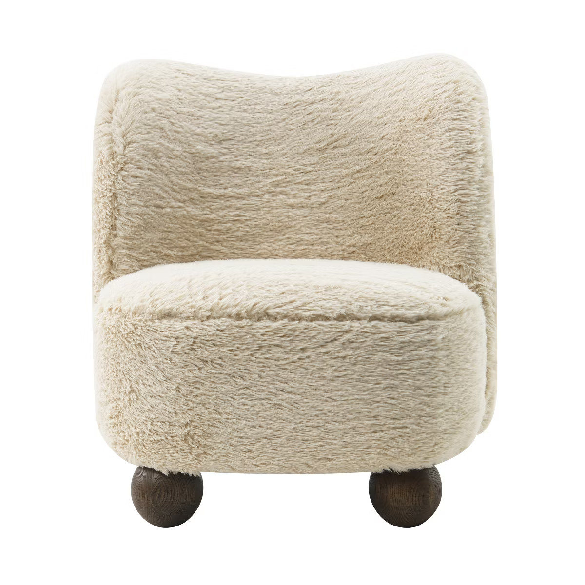 Sagebrook Home 32" Wood Round Ball Foot Accent Chair Ivory/Beige: Polyester Upholstery, Spot Clea... | Target