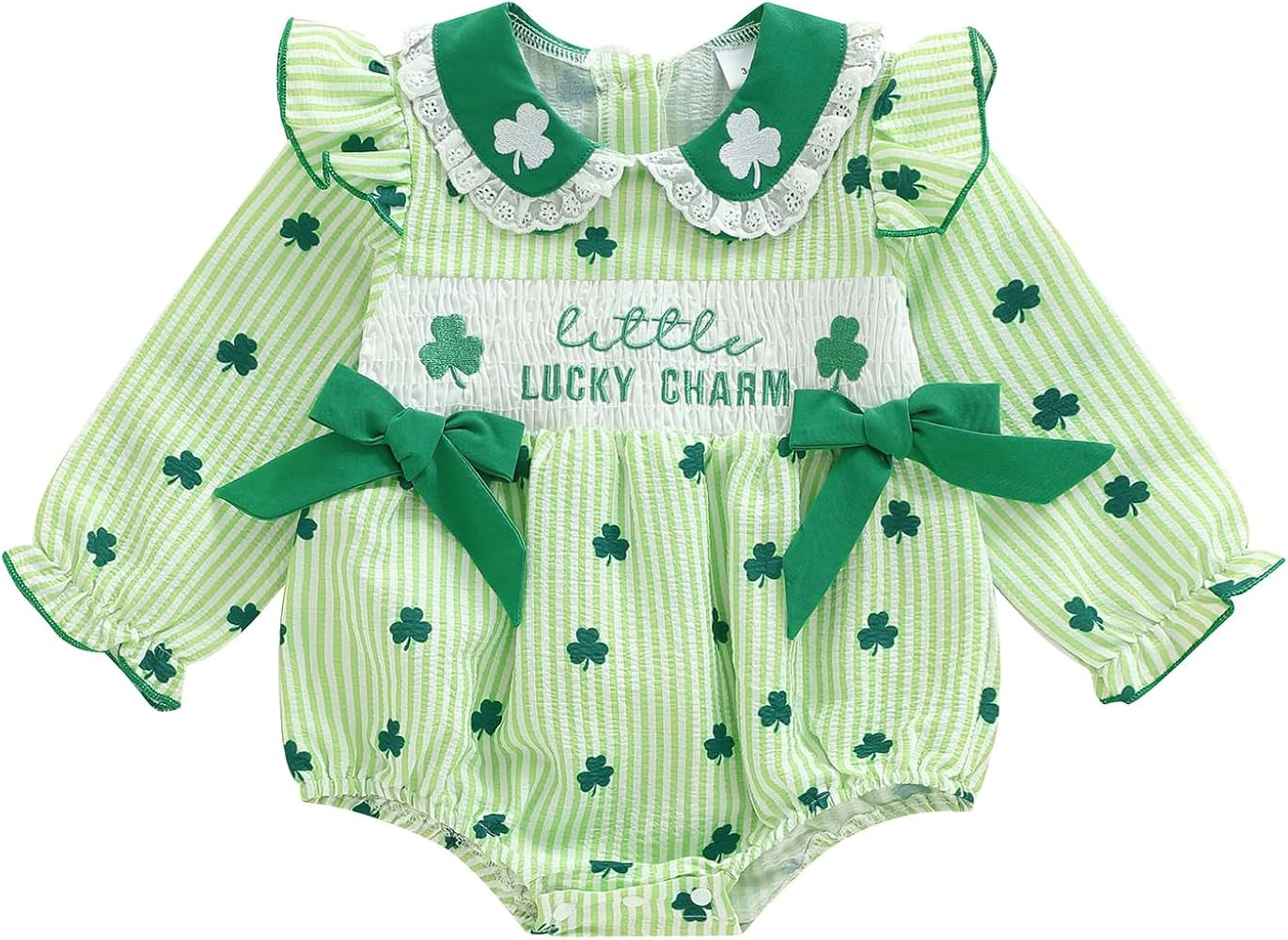 Baby Girl Easter Romper Bunny Carrot Bow Bubble Bodysuit Doll Collar Long Sleeve Smocked Tops for... | Amazon (US)