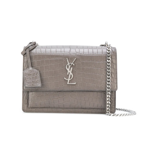 Saint Laurent Sunset monogram chain wallet - Grey | Farfetch EU