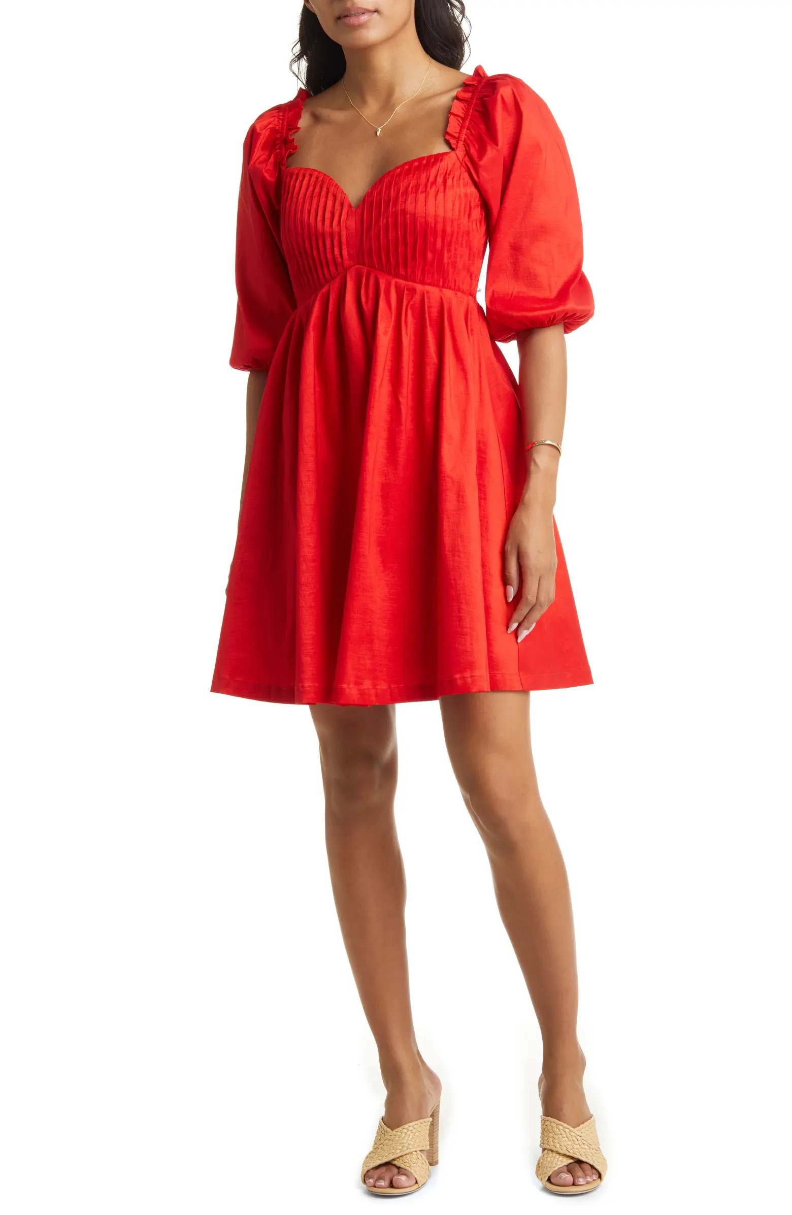 Puff Sleeve Babydoll Dress | Nordstrom