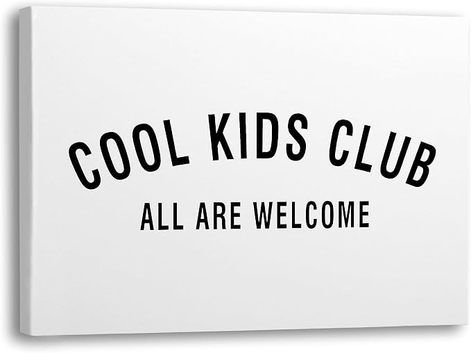 TUWN Cool Kids Club Framed Canvas Wall Art 11x14, Playroom Wall Art Decor, Play Room Decor, Black... | Amazon (US)