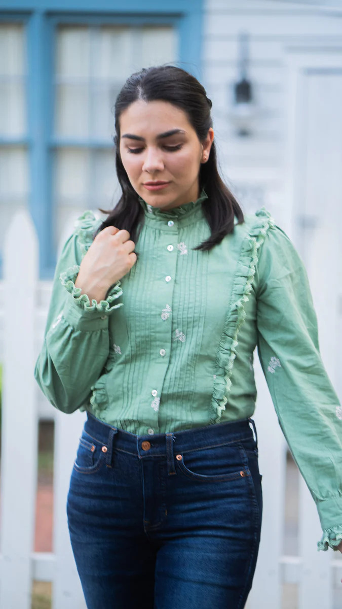 JULIANA GREEN LACE AND EMBROIDERED BLOUSE | All In The Detail