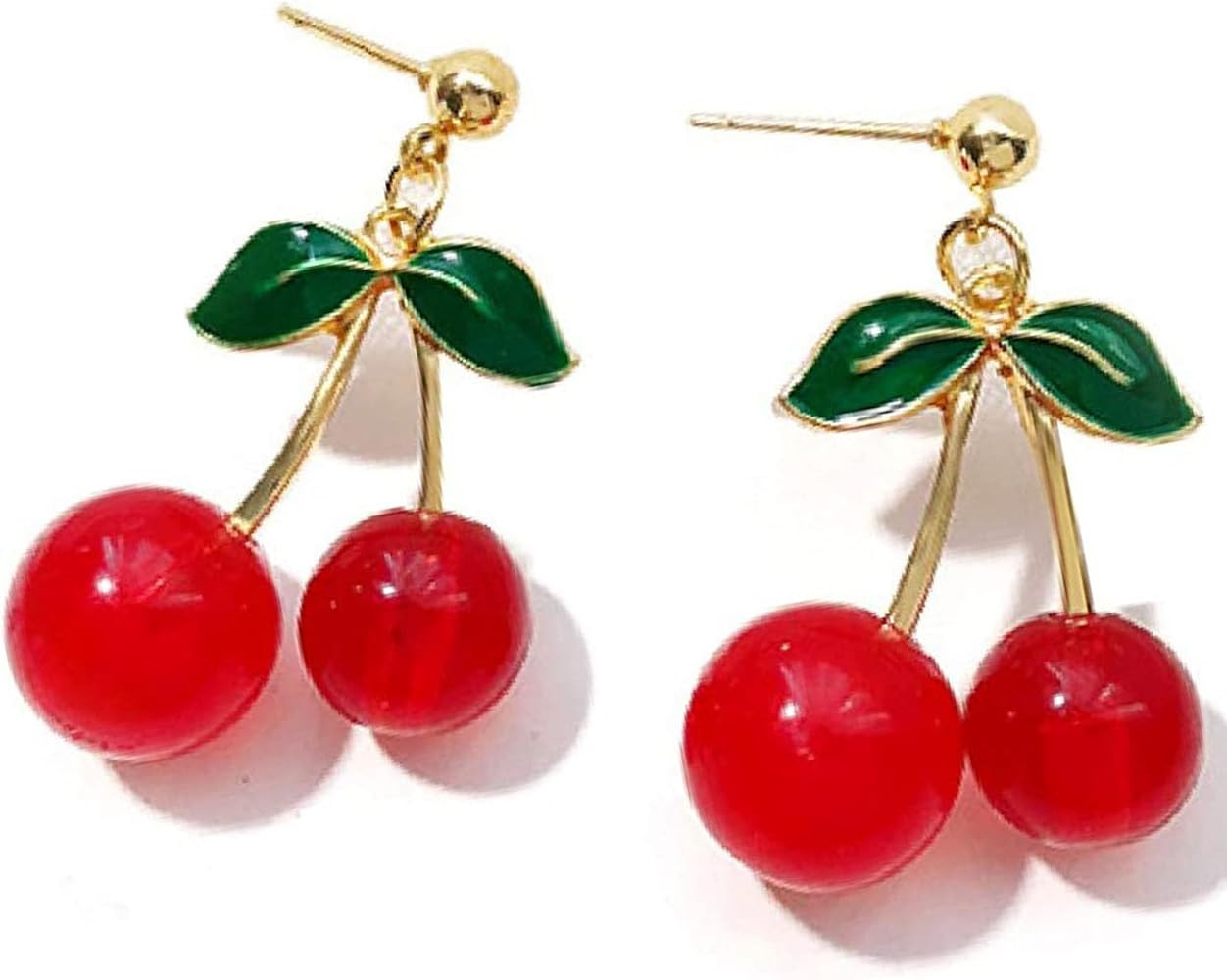 Cherry Earrings for Women Cute Funny 3D Cherry Earrings for Women Green Leaf Red cherries Dangle ... | Amazon (US)