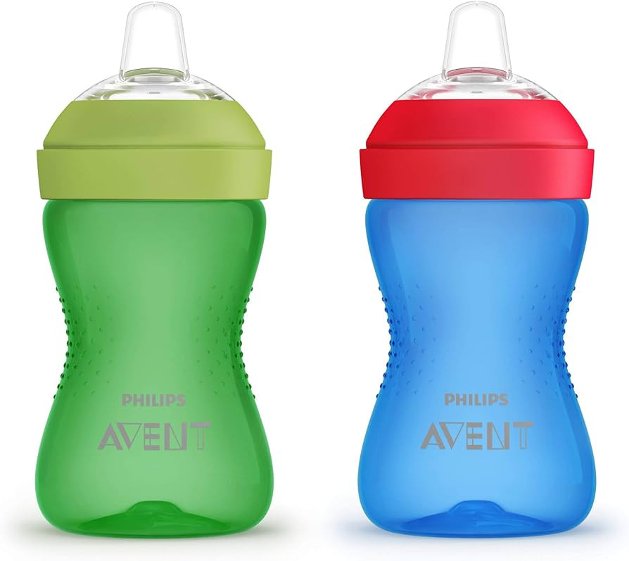 Philips Avent My Grippy Spout Sippy Cup with Soft Spout and Leak-Proof Design, Blue/Green, 10oz, ... | Amazon (US)