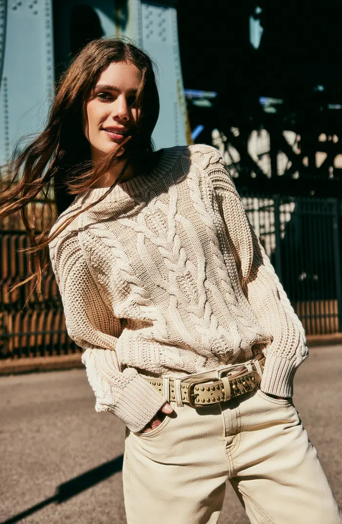 Free People Frankie Cable Cotton Sweater | Nordstrom | Nordstrom