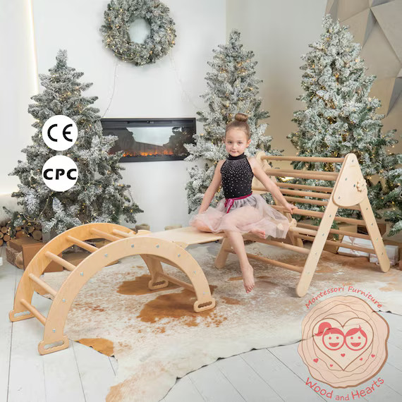 Set of Three Items Montessori Furniture Natural Wood Climbing | Etsy | Etsy (US)