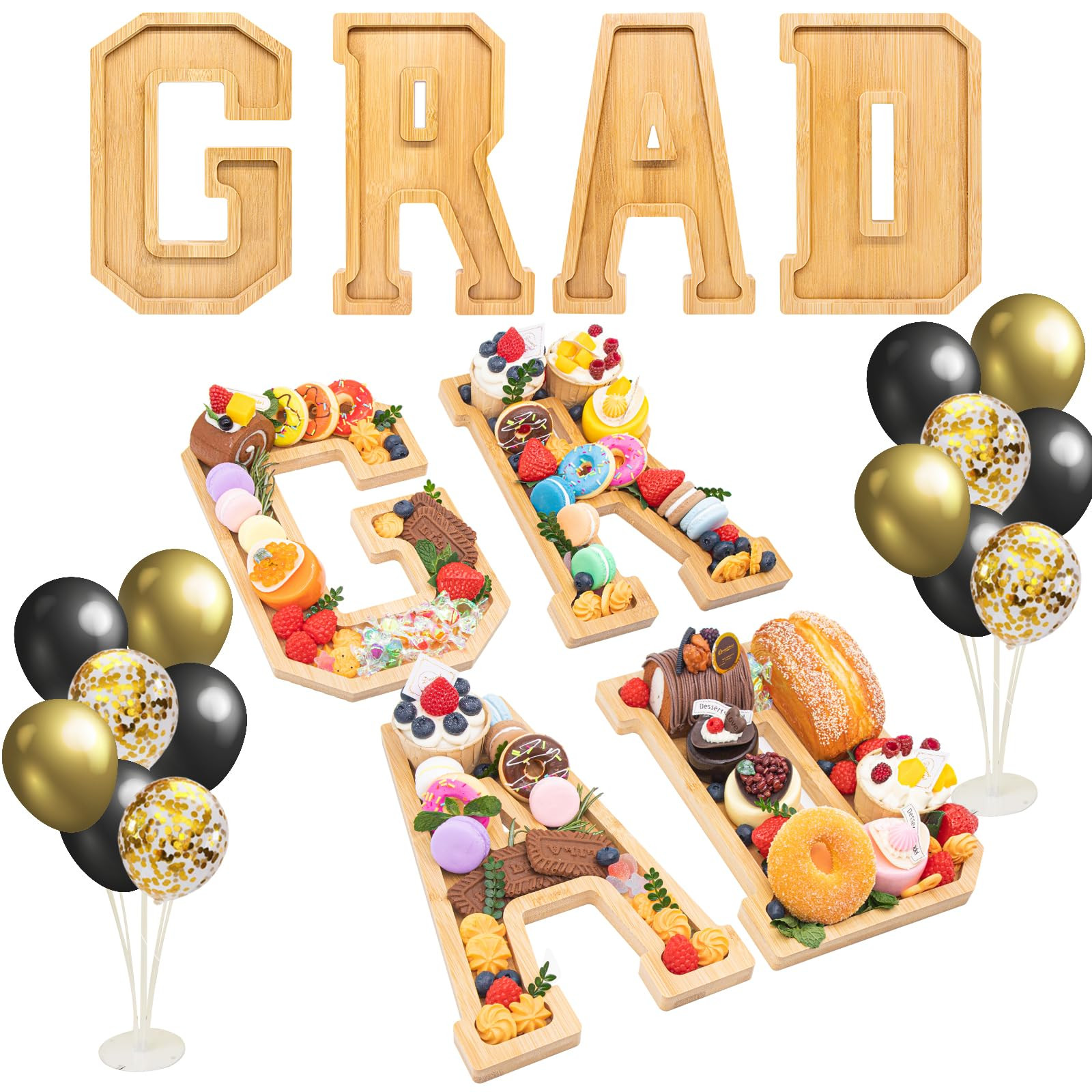 4PCS Wooden Graduation Decorations Number Charcuterie Board Box-(with 14 Balloons) GRAD Charcuter... | Amazon (US)