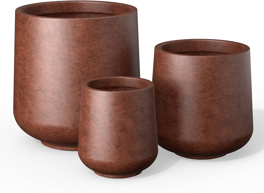 Kante 15.3"+11.6"+8.2" Dia Round Concrete Planter, Large Outdoor Indoor Planter Pots Containers w... | Amazon (US)
