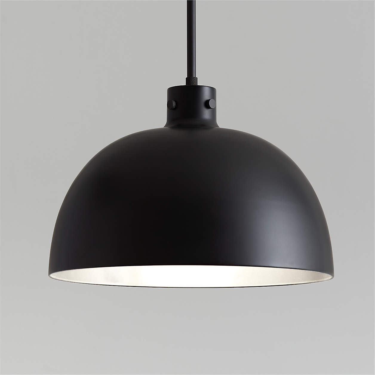 Dakota Black Pendant Light with Large Black Dome 15" + Reviews | Crate & Barrel | Crate & Barrel