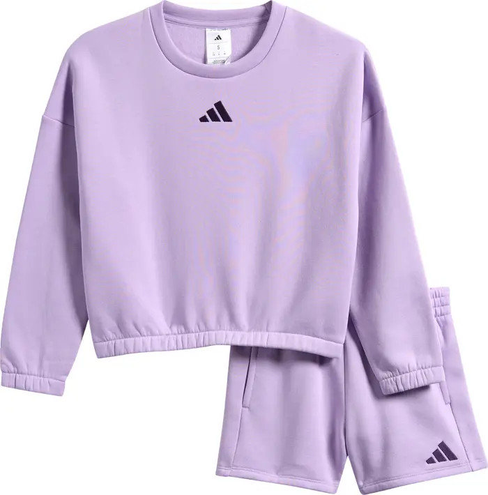 adidas Kids' Fleece Pullover Sweater & Shorts Set | Nordstromrack | Nordstrom Rack