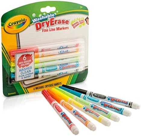 Crayola Dry Erase Markers, Fine Line, Classroom & School Supplies Assorted, 6 Pack | Amazon (US)