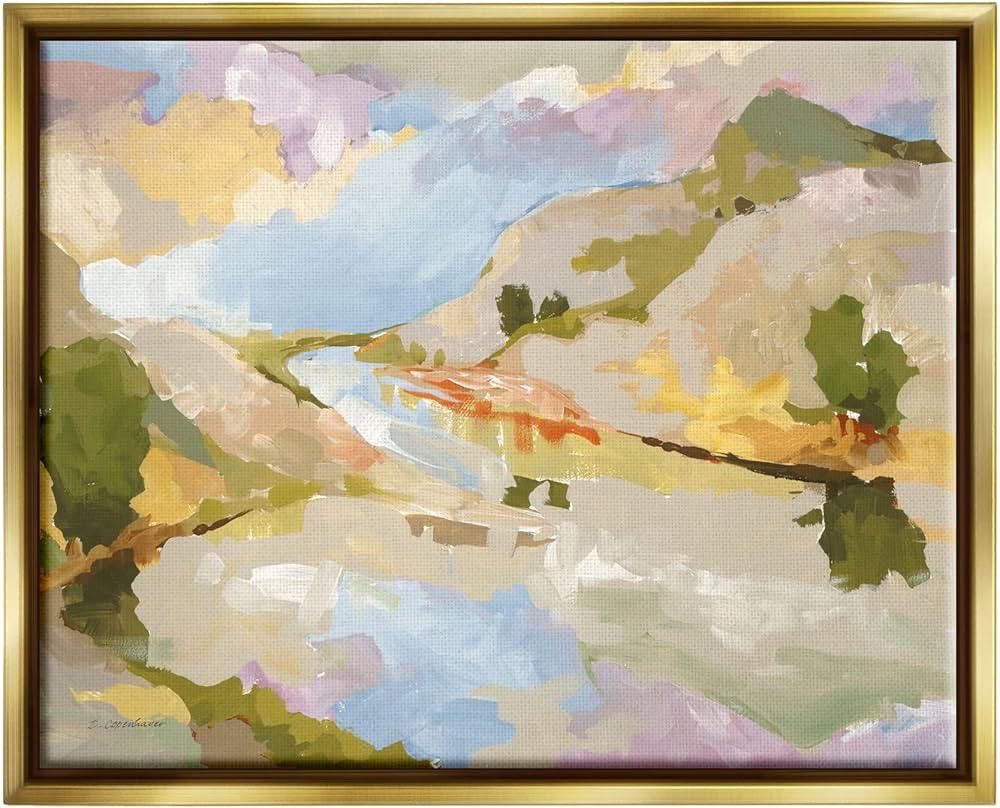 Stupell Industries Abstract Mountain Reflection Painting Floating Framed Wall Art, Design by Trev... | Amazon (US)