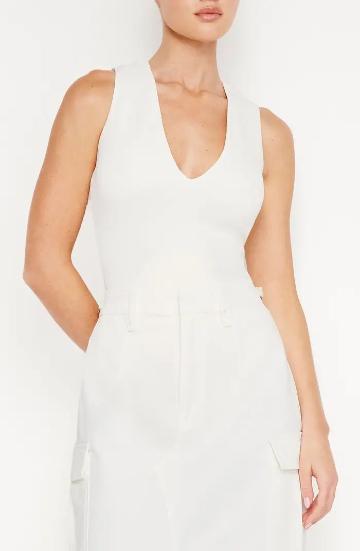 Good American Sleeveless V-Neck Scuba Thong Bodysuit | Nordstrom | Nordstrom