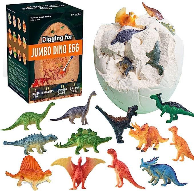Jumbo Dinosaur Eggs Toys, Dig Up Dinosaur Fossil Egg Contains 12 Unique Dinosaurs, Dino STEM Educ... | Amazon (US)