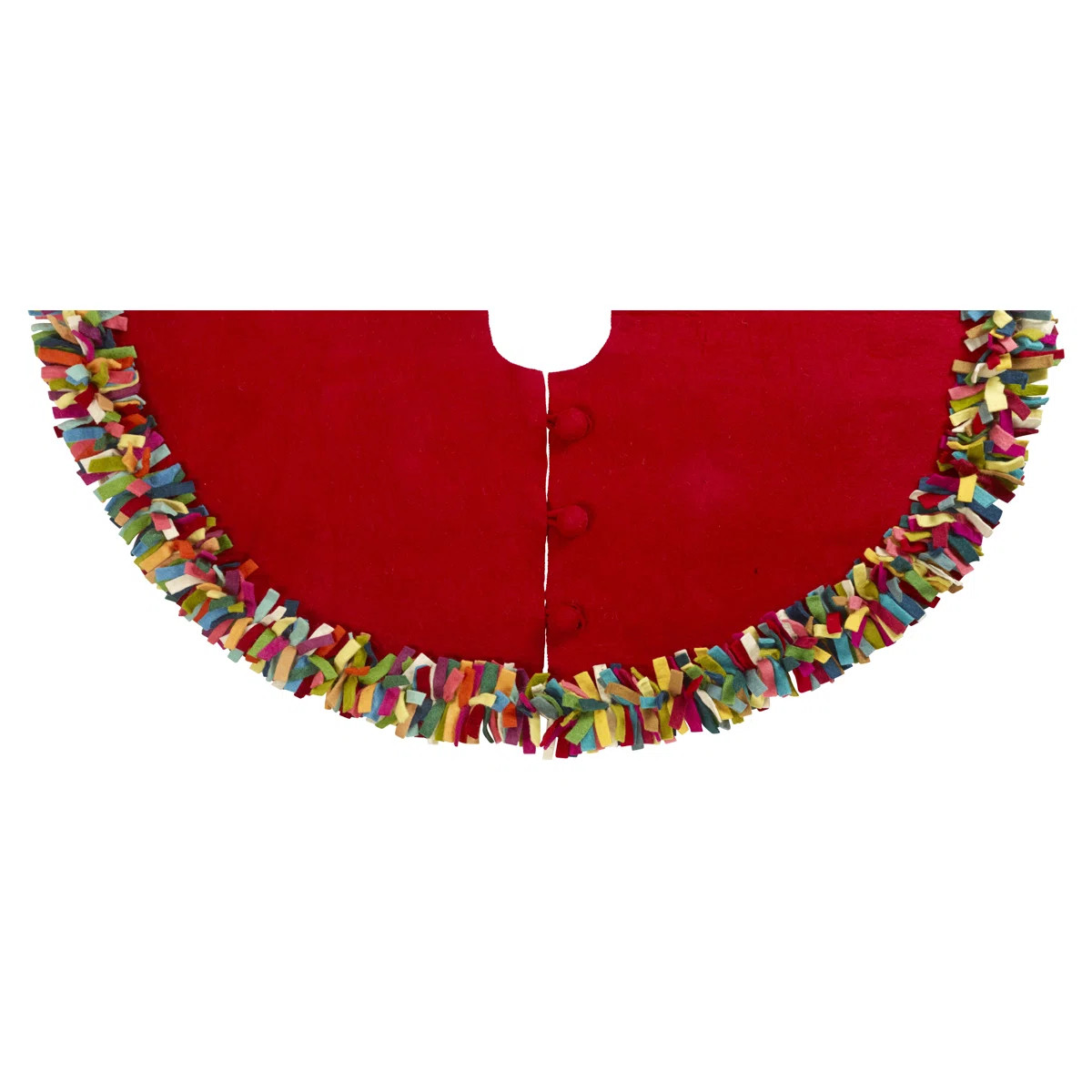 Arcadia Home Handmade Felt Christmas Tree Skirt - Multicolor Fringe Border - 51"/64" | Wayfair | Wayfair North America