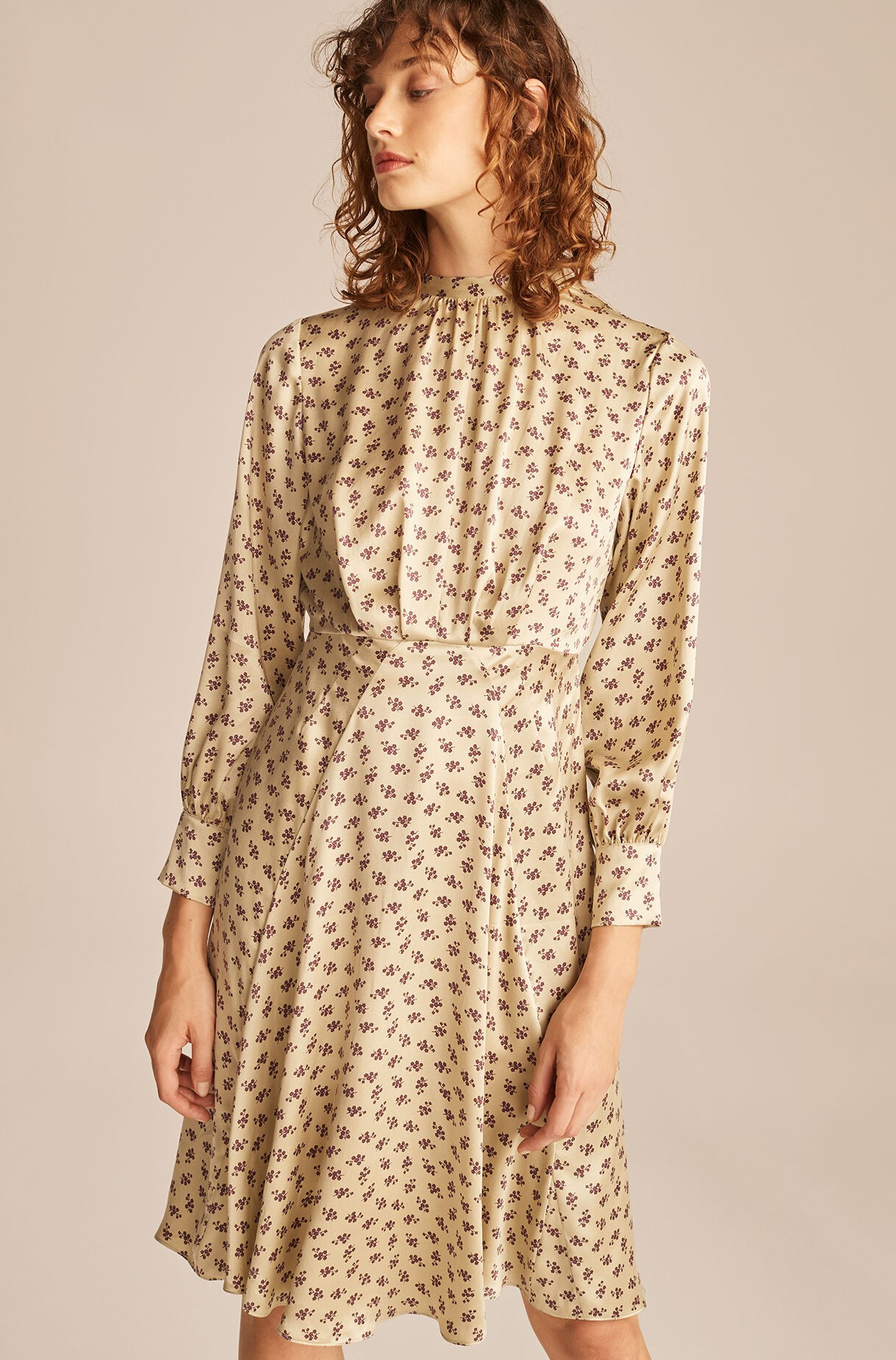 Sage Fleur Long-Sleeve Ruched Dress | Rebecca Taylor