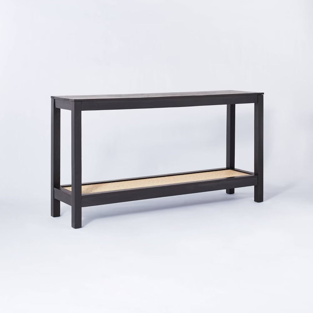 Console Table with Woven Rattan Shelf Black - Threshold designed with Studio McGee | Target