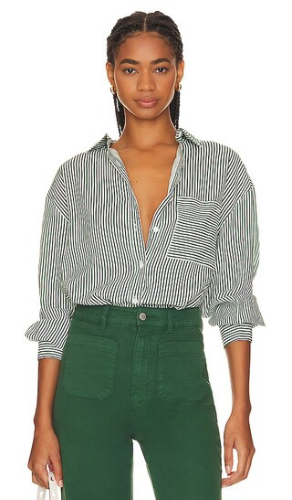 Capri Stripe Becca Shirt in Basil | Revolve Clothing (Global)