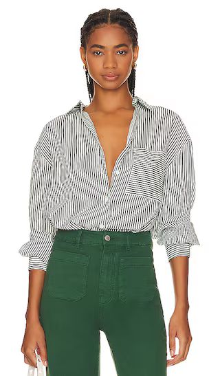 Capri Stripe Becca Shirt in Basil | Revolve Clothing (Global)