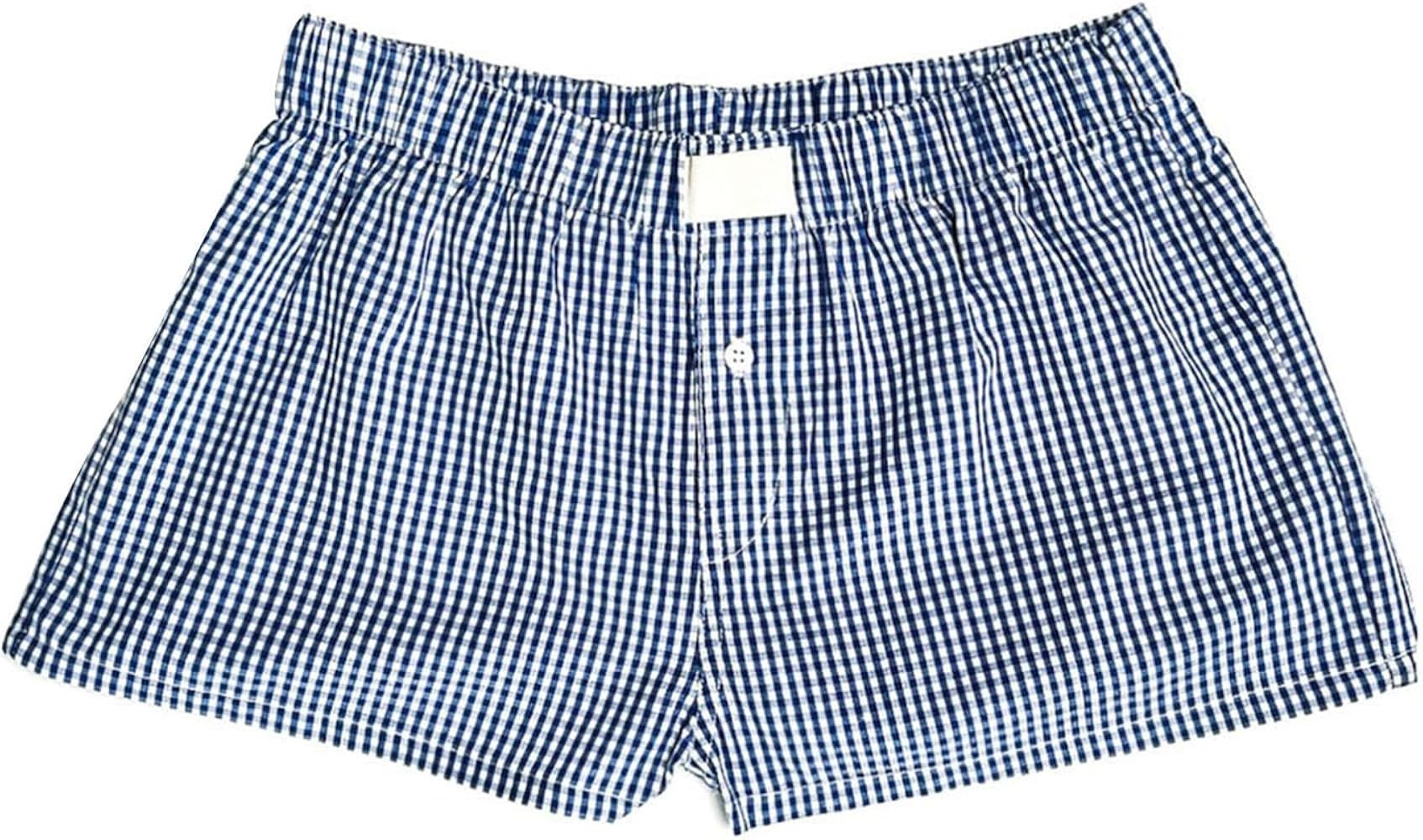 Y2k Plaid Shorts for Women Casual Elastic Waist Aesthetic Lounge Bottom Baggy Pajama Shorts Boxer... | Amazon (US)