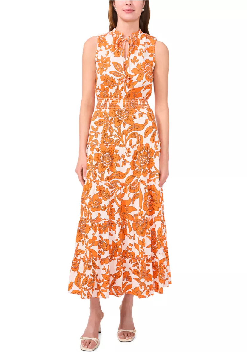 Women's Sleeveless Tie Neck Floral Print Dress | Belk
