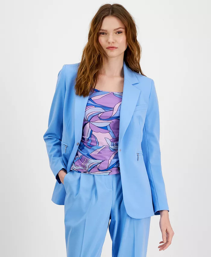 Women's Snap-Button Zip-Pocket Blazer, Created for Macy's | Macys (US)