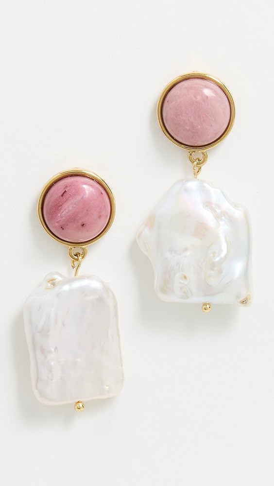 MAYAMAR Stone Pearl Earrings in Cherry Quartz | Shopbop | Shopbop
