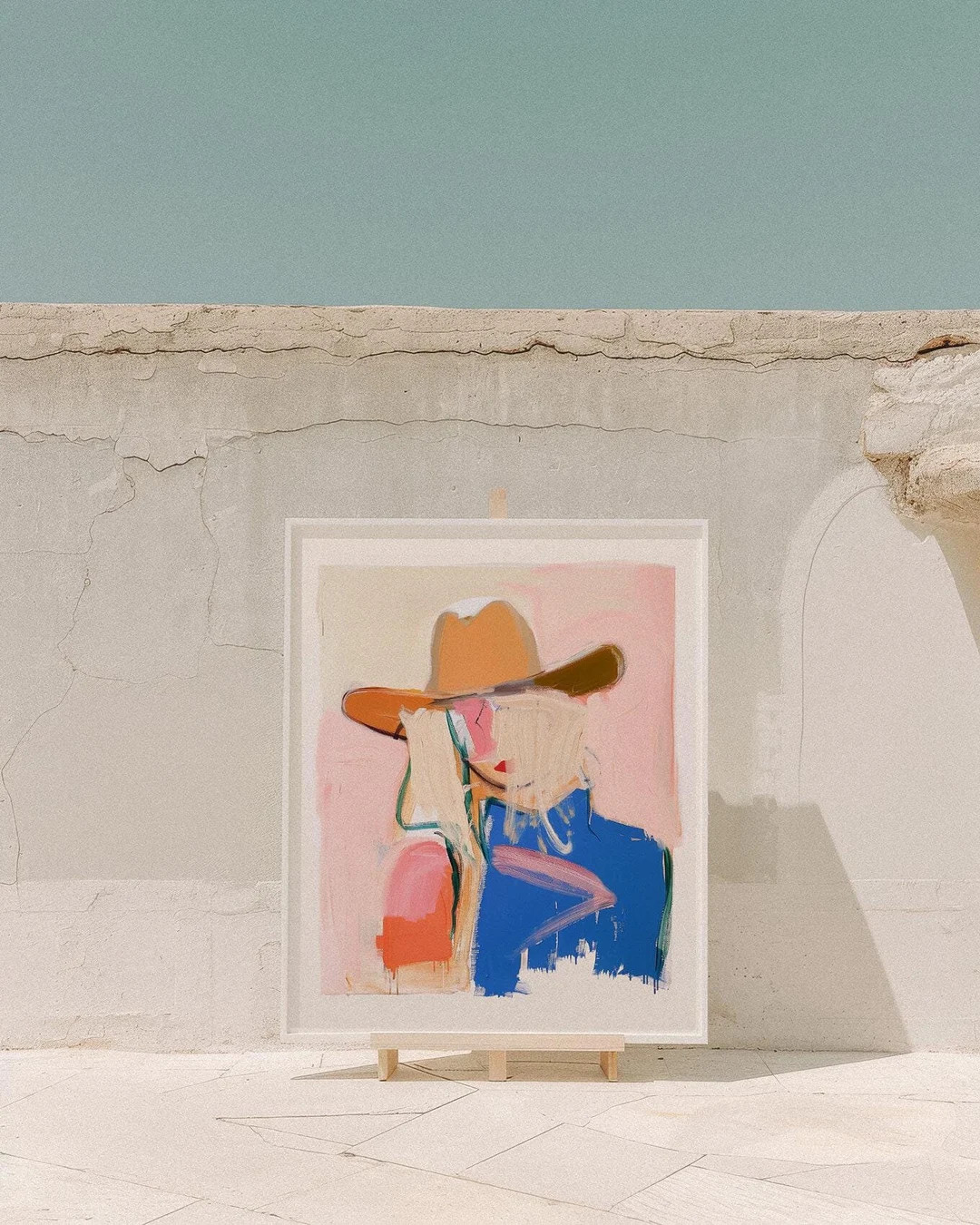 Abstract Coastal Cowgirl Painting Art Print Minimal Eclectic Pastel Summer, Beach Art, Thick Art ... | Etsy (US)