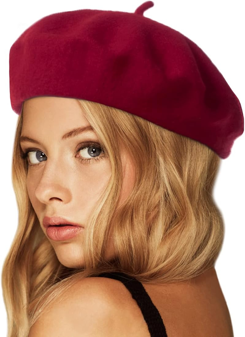 Wheebo Wool Beret Hat,Solid Color French Style Winter Warm Cap for Women Girls Lady | Amazon (UK)