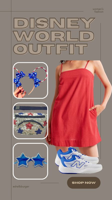 4th of July Disney World outfit

Red dress with built in shorts skort
New balance sneakers red white and blue 
Patriotic Mickey Mouse ears with bows
Solve with red and blue stars sequins Fanny pack
Blue star shaped bedazzled sunglasses 

#LTKSeasonal #LTKTravel