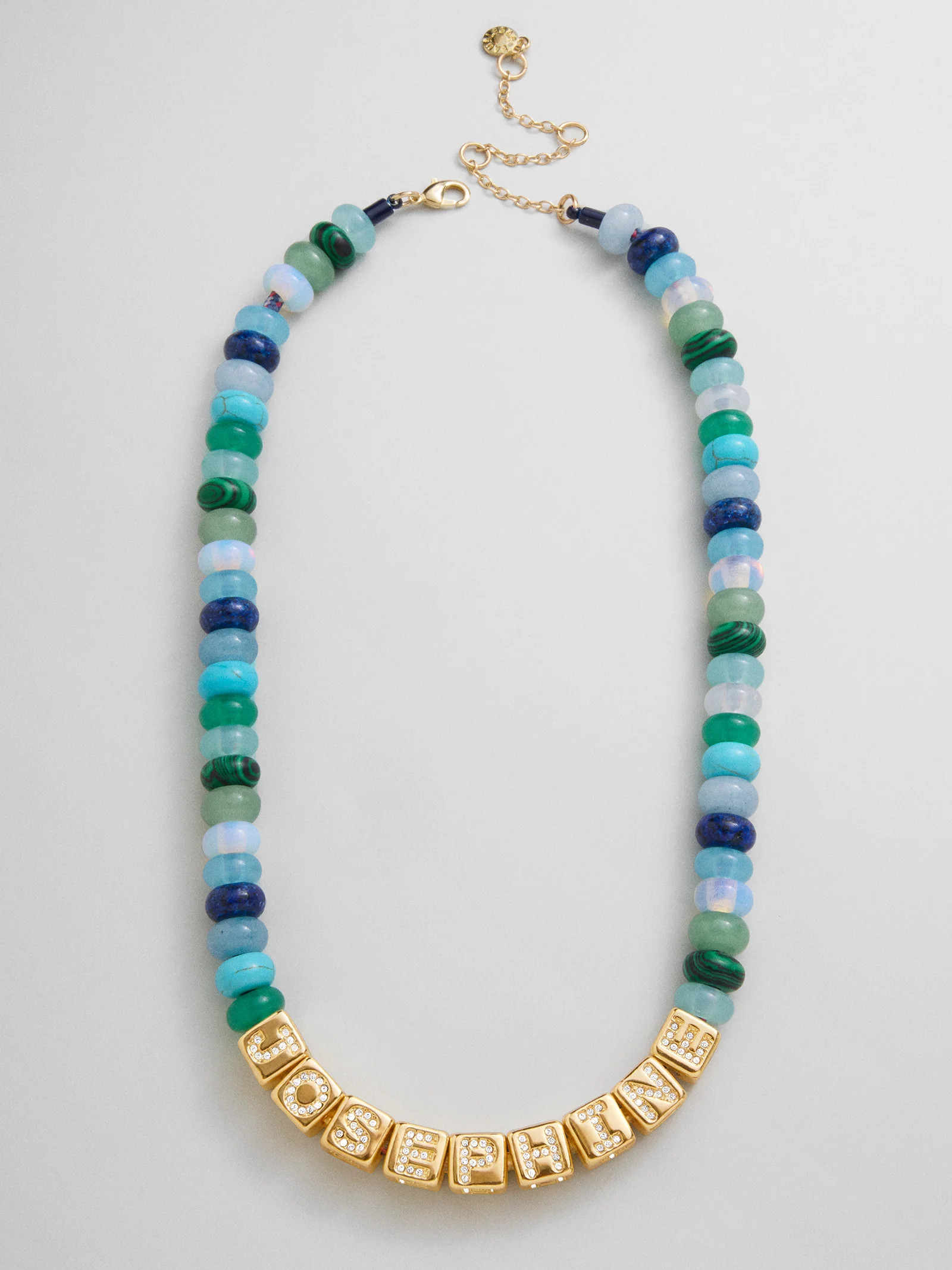 Block Letter Beaded Custom Necklace - Blue Multi | BaubleBar