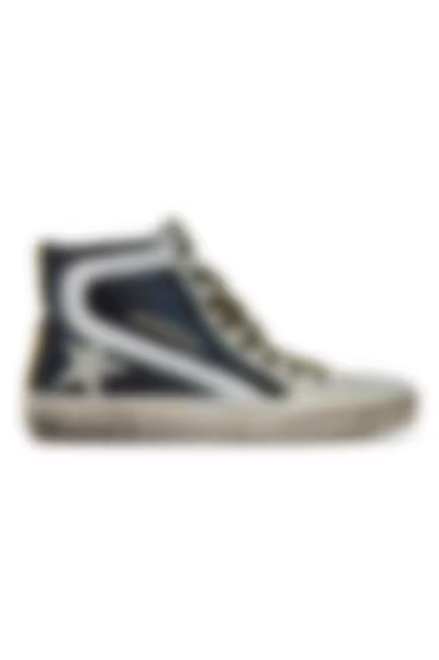 Blue & Grey Denim Slide Sneakers | SSENSE 