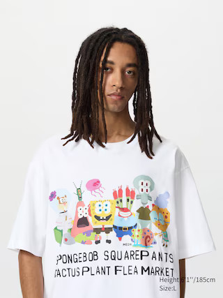 Men's Spongebob Squarepants Cactus Plant Flea Market Ut Graphic T-Shirt White Large UNIQLO US | UNIQLO (US)