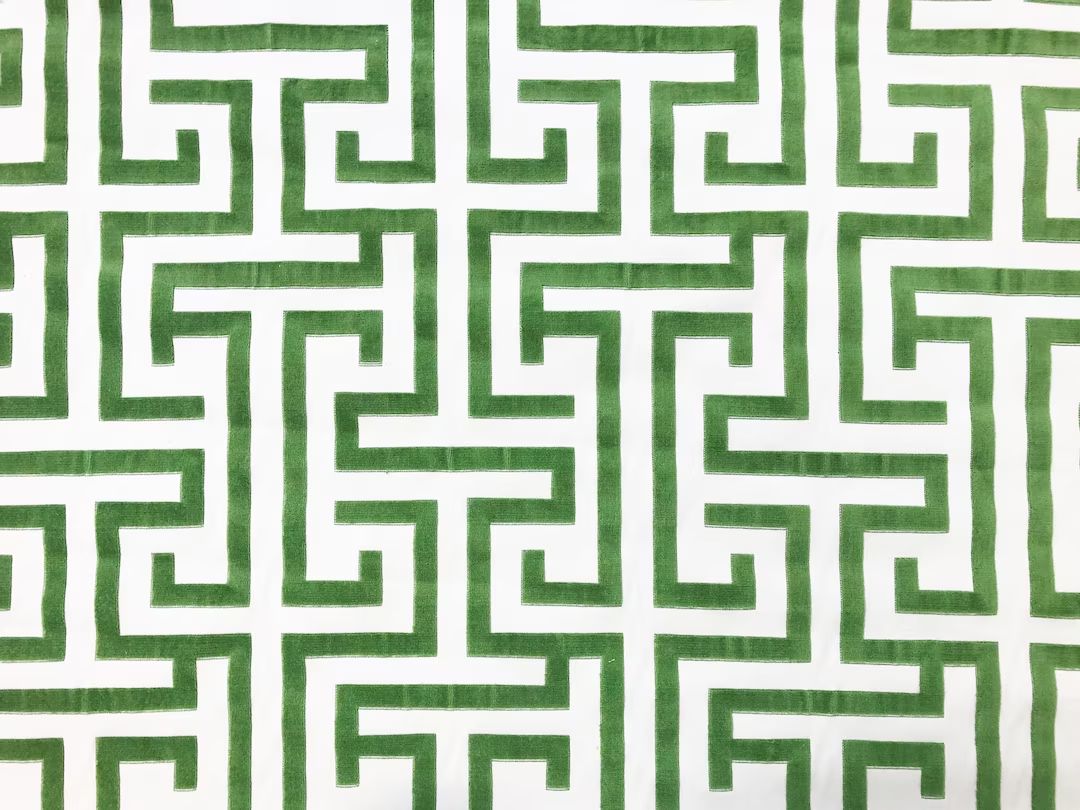 Thibaut Ming Trail Green Cut Velvet Greek Key Maze Geometric - Etsy | Etsy (US)
