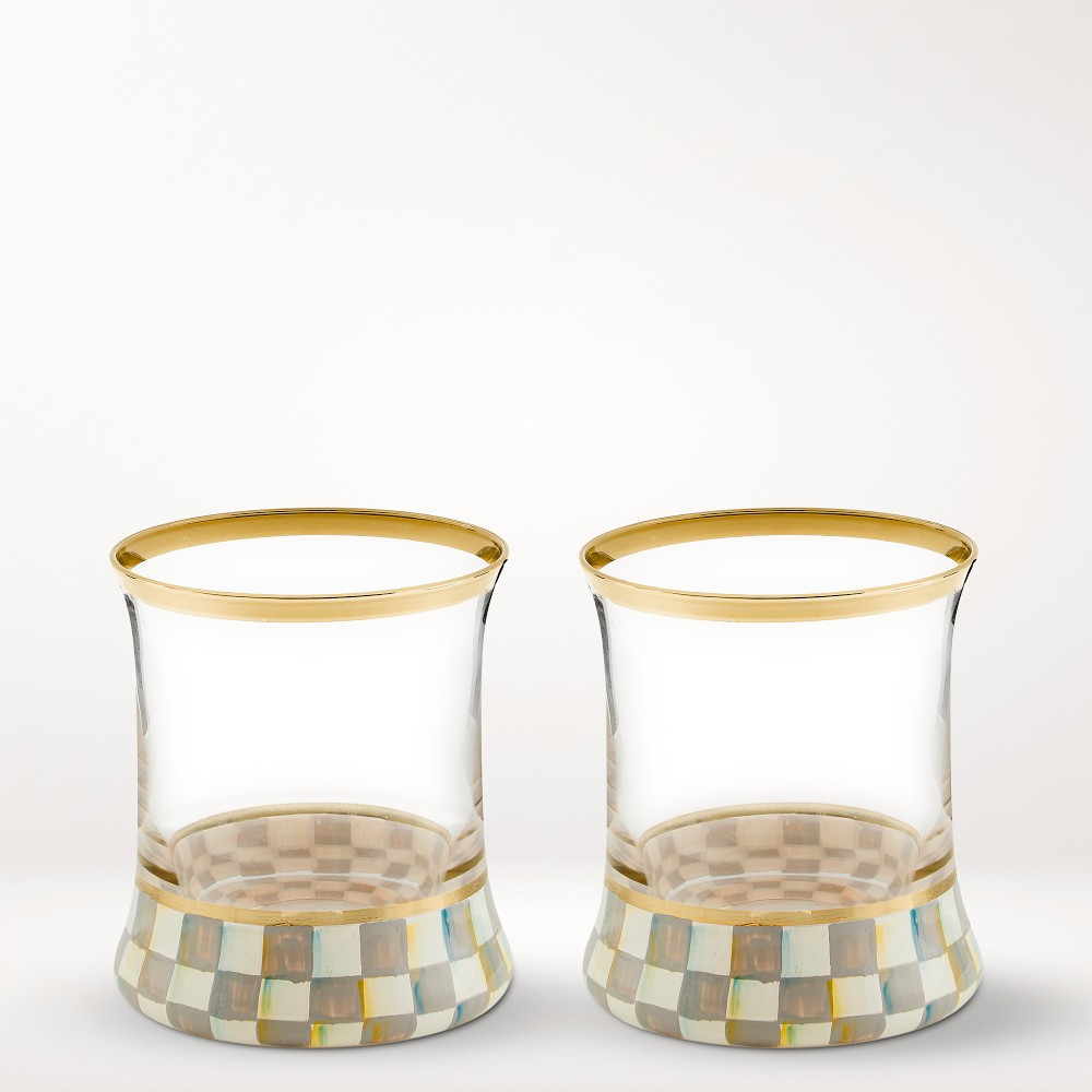 MacKenzie-Childs Sterling Check Highball Glasses | Williams-Sonoma