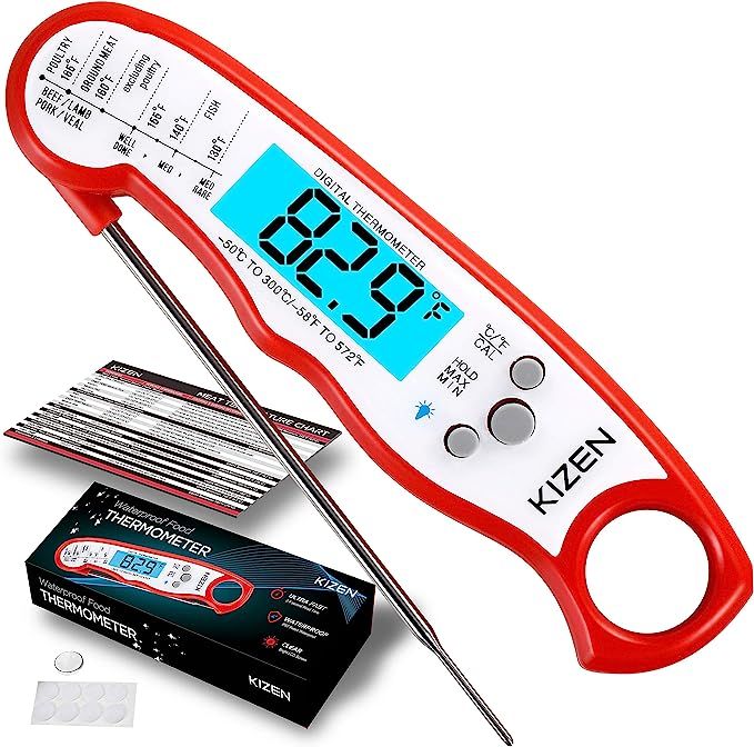 Kizen Instant Read Meat Thermometer - Best Waterproof Ultra Fast Thermometer with Backlight & Cal... | Amazon (US)