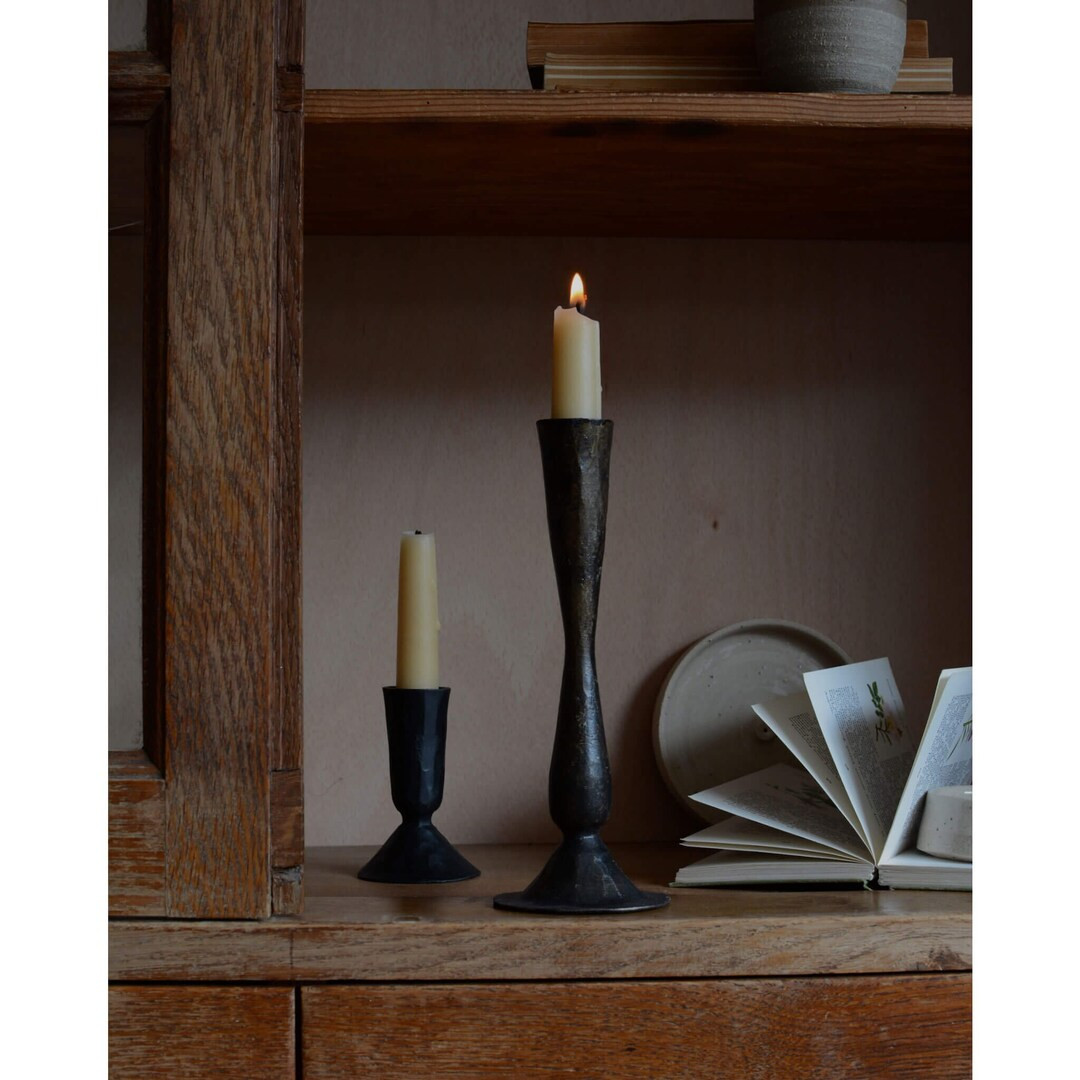 Tall Iron Candlestick, Taper or Dinner Candle Holder, Antique Finish, Fairtrade Handmade - Etsy | Etsy (US)