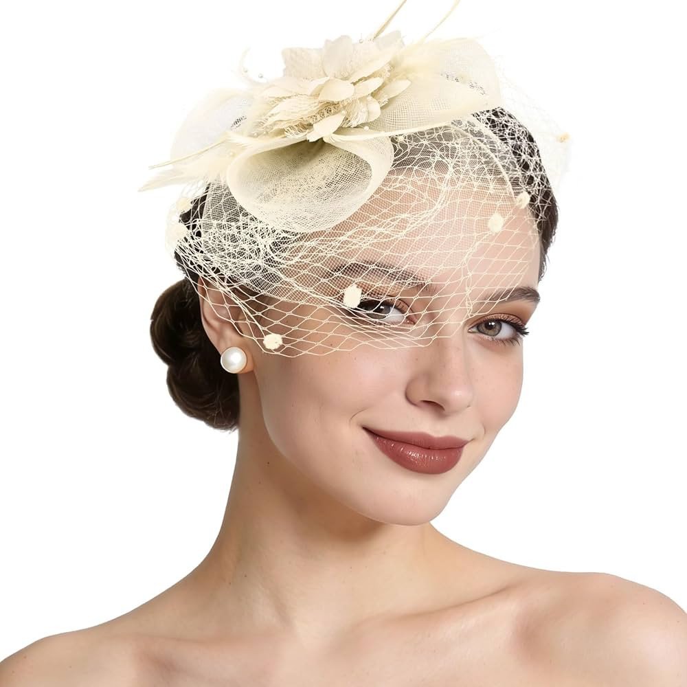 Semato Fascinators Hats for Women Mesh Feathers Elegant Champagne Tea Party Kentucky Hat Derby He... | Amazon (US)