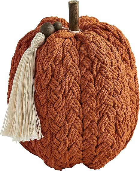 Mud Pie, Orange Braided Rope Pumpkin Sitter, 8" x 6 1/2" Dia | Amazon (US)