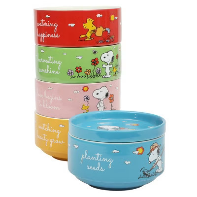 Peanuts Snoopy 6 Pack Stackable 5.5" Decorated Stoneware Bowl Set W/ Plate | Target