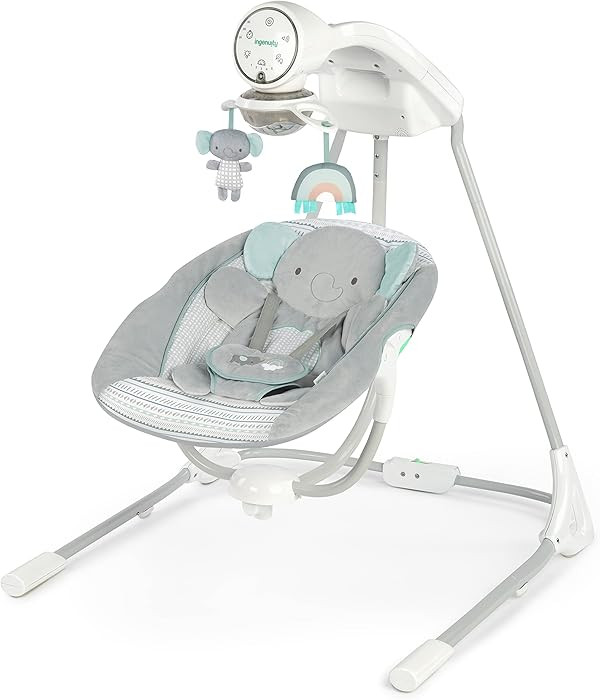Ingenuity InLighten 5-Speed Baby Swing - Swivel Infant Seat, 5 Point Safety Harness, Nature Sound... | Amazon (US)