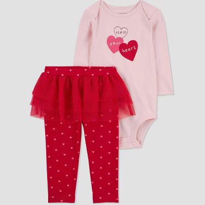 Carter's Just One You® Baby Girls' 2pc Valentine's Day Stole Your Heart Tutu Bodysuit & Leggings... | Target