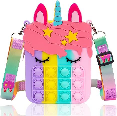 Big Pop Purse, Unicorn Pop Purse for Girl and Women Pop Bag with Unicorn Pop Toy, Shoulder Bag Fi... | Amazon (US)