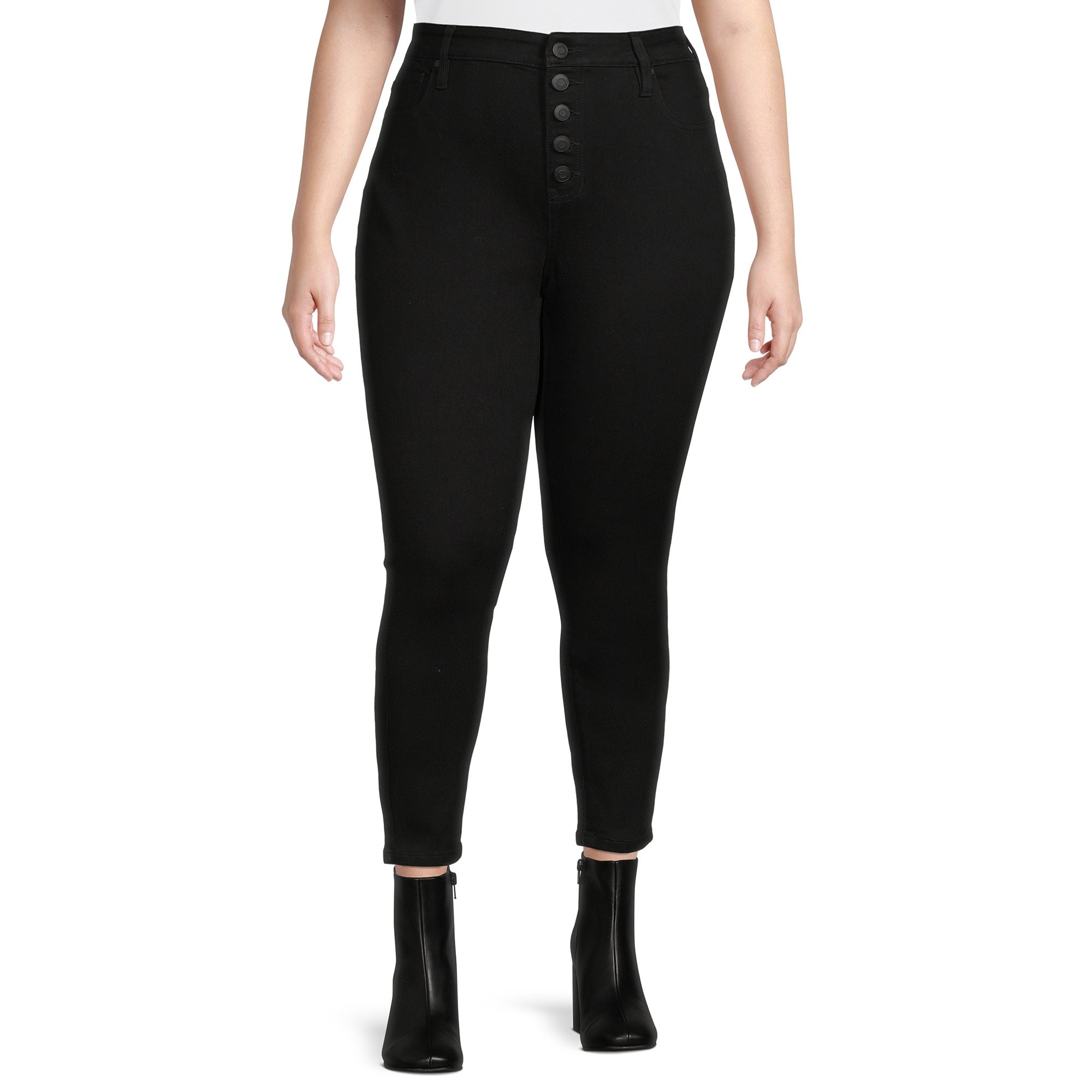 Celebrity Pink Juniors' Plus Size Curvy Exposed Button Skinny Jeans | Walmart (US)