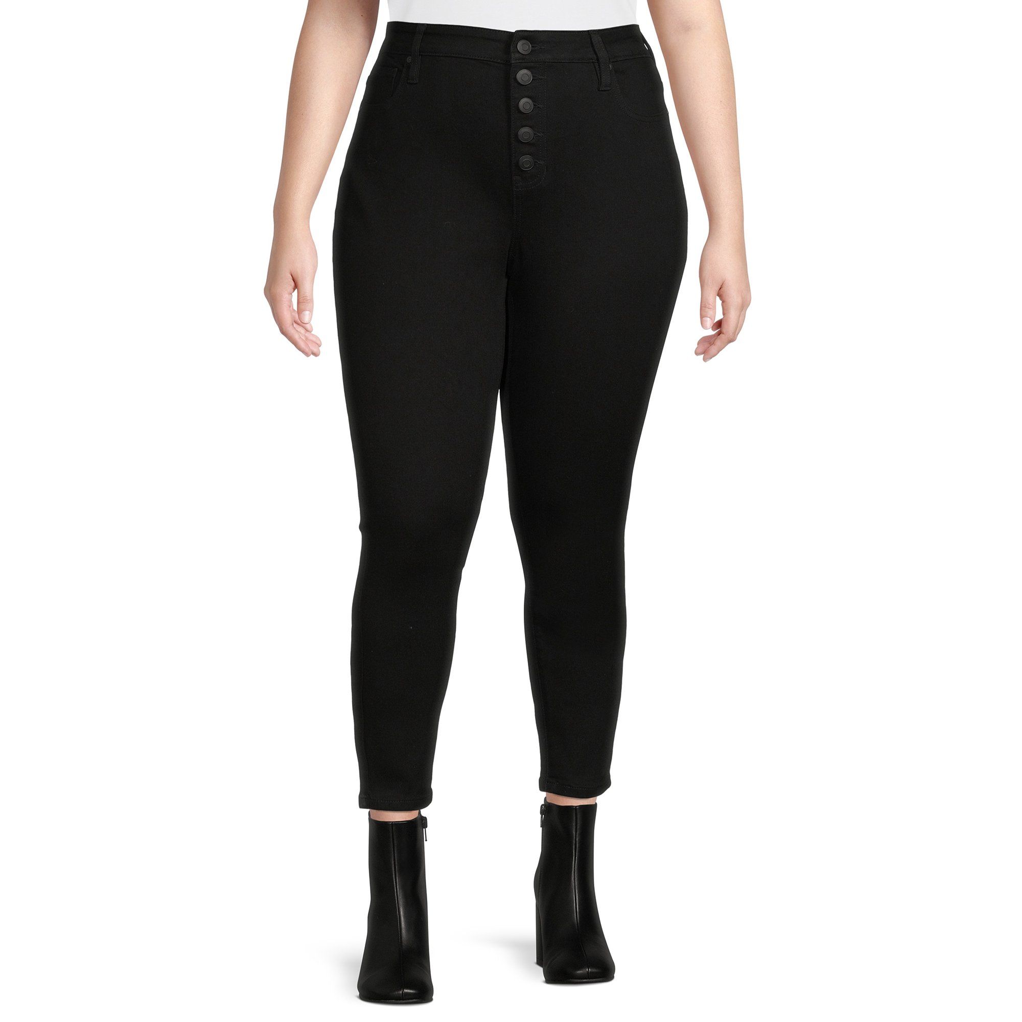 Celebrity Pink Juniors' Plus Size Curvy Exposed Button Skinny Jeans | Walmart (US)